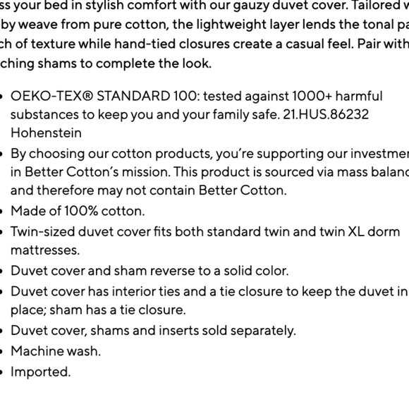 Pottery Barn Teen Soft Gauze Duvet, Twin, Ivory #7821722 - Picture 5 of 5